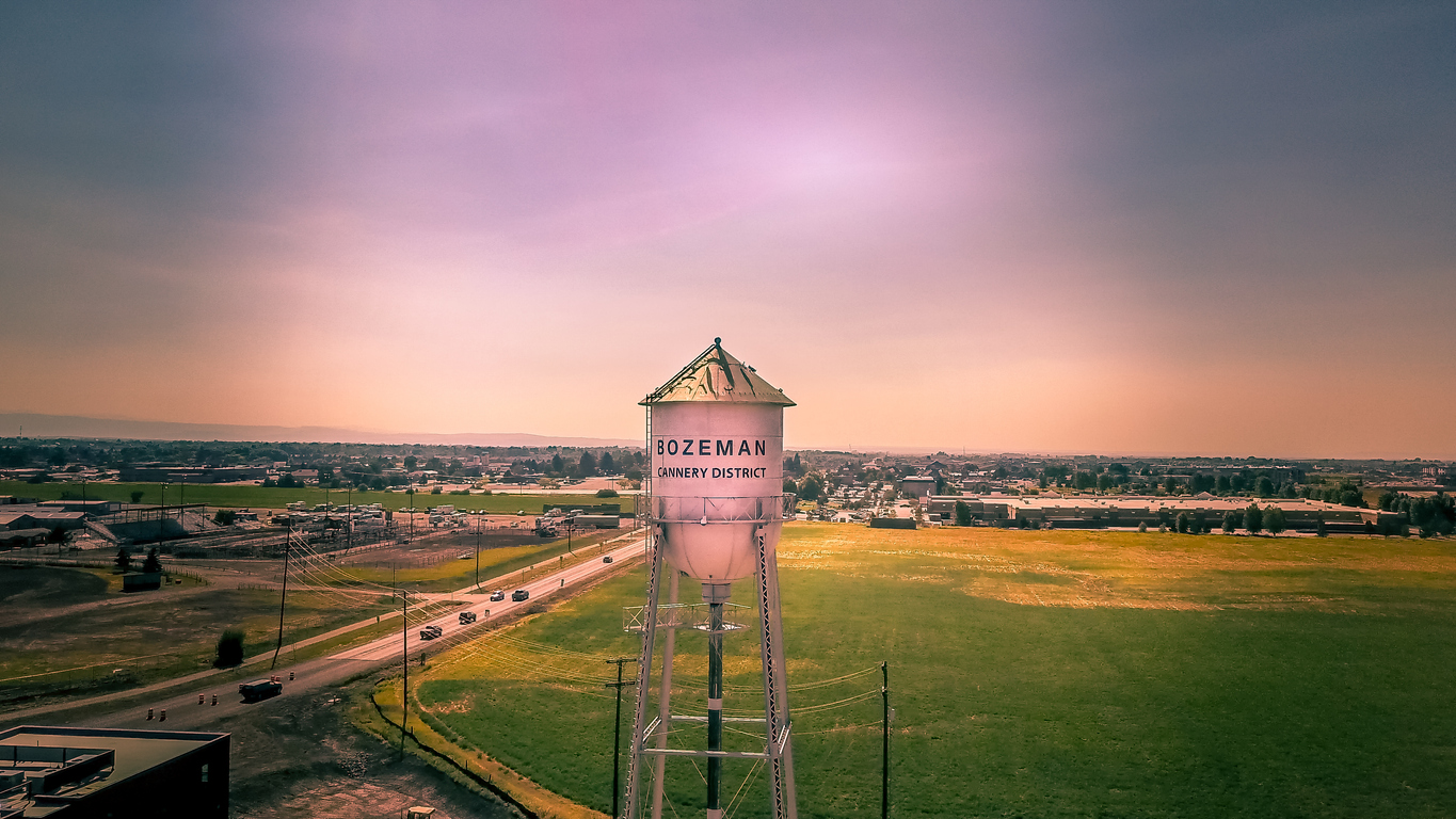 The water tower in Bozeman, Montana
