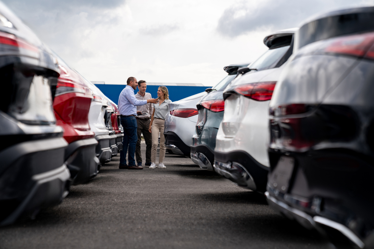 Cars on a dealership lot