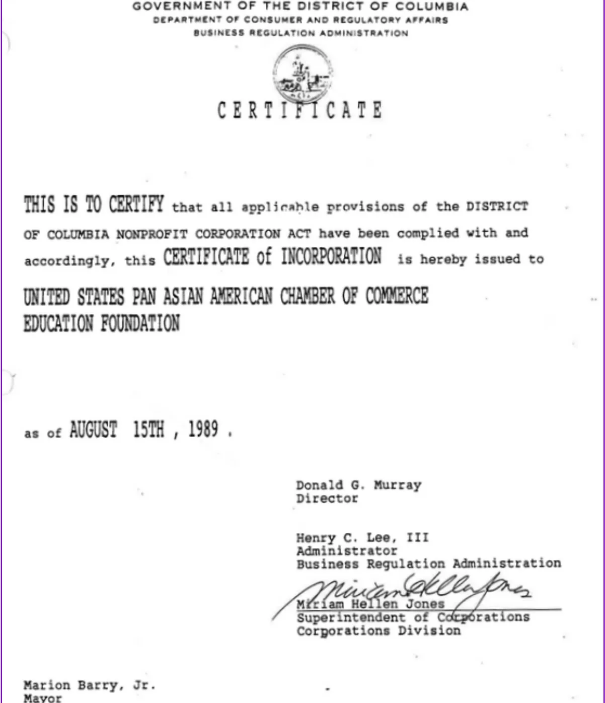 1989 — USPAACC Education Foundation incorporated