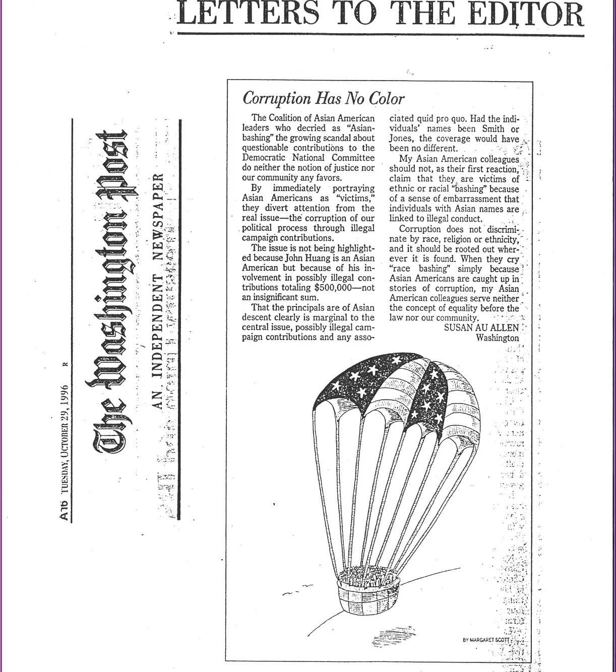 1996 — Letter to The Washington Post