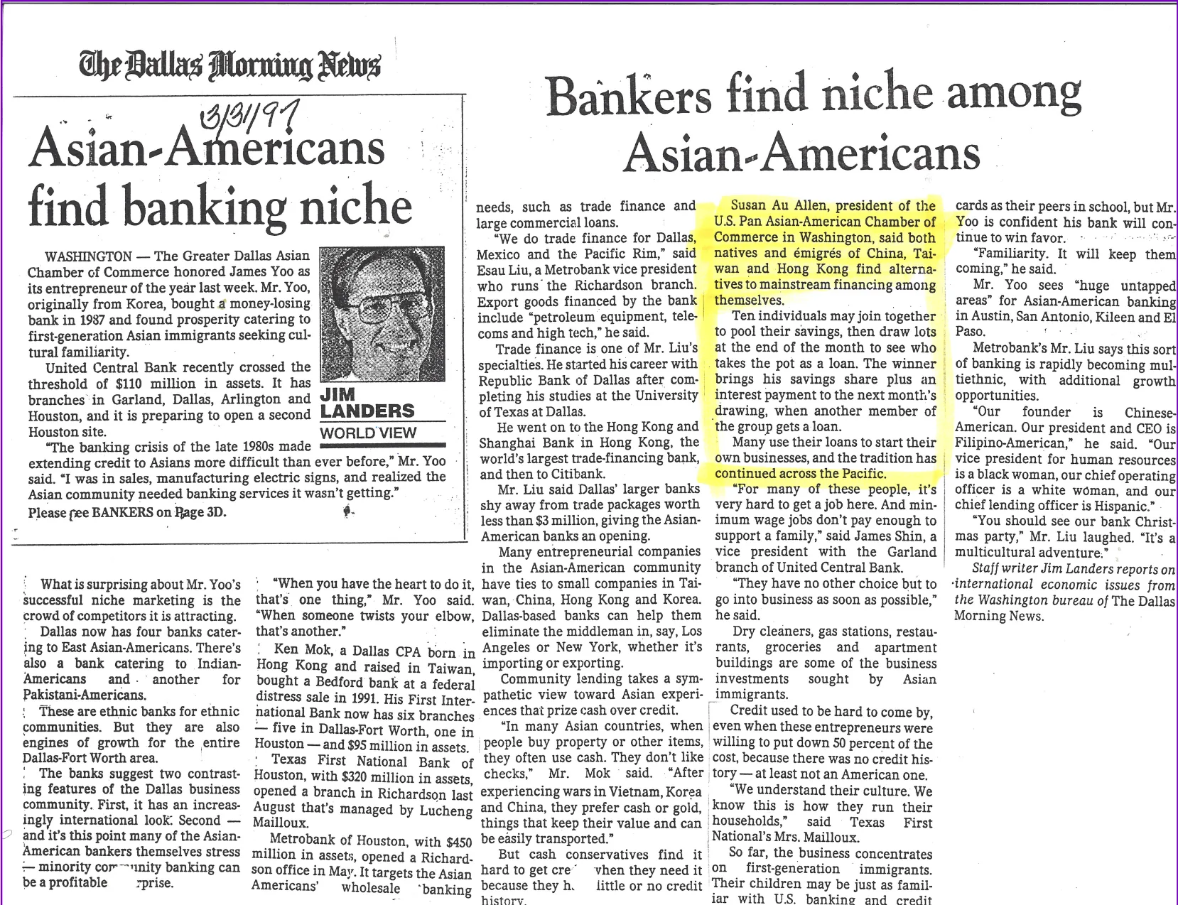 1997 — Dallas Morning News interview