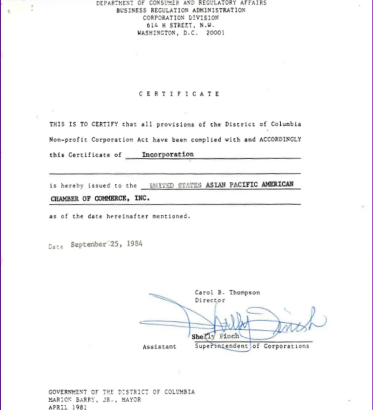 1984 — USPAACC founded