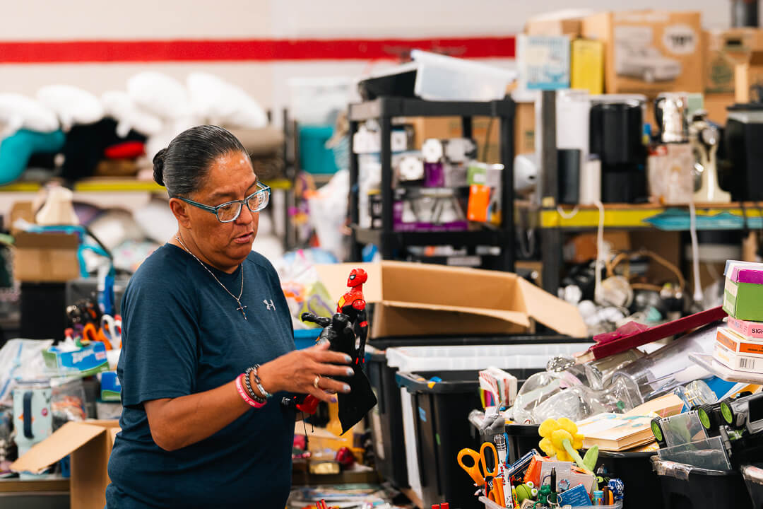 Staff sorting donations
