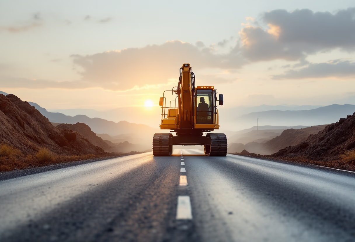 [background image] image of roadwork scene with excavators (for a construction company)