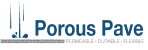 Porous Pave logo with blue text and a water drop design incorporating vertical lines.