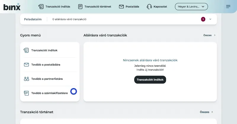 QUiCKbe érkezett számla kifizetése Binx desktop felületről