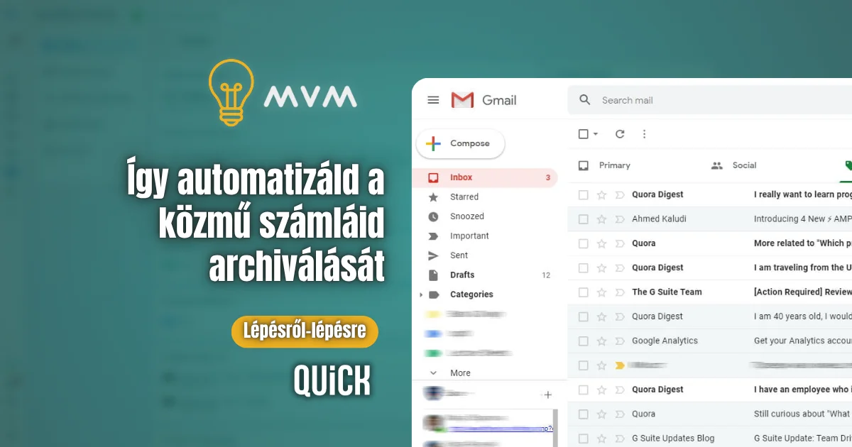 MVM számlák archiválása | Így automatizáld a közmű számlák archiválását!