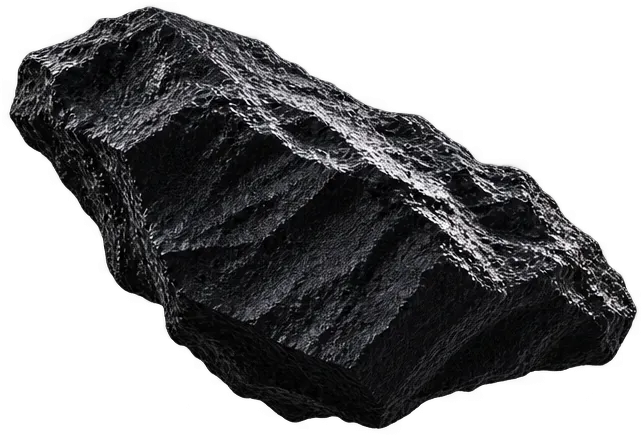 Dark jagged rock with a rough, ridged texture and uneven surfaces.