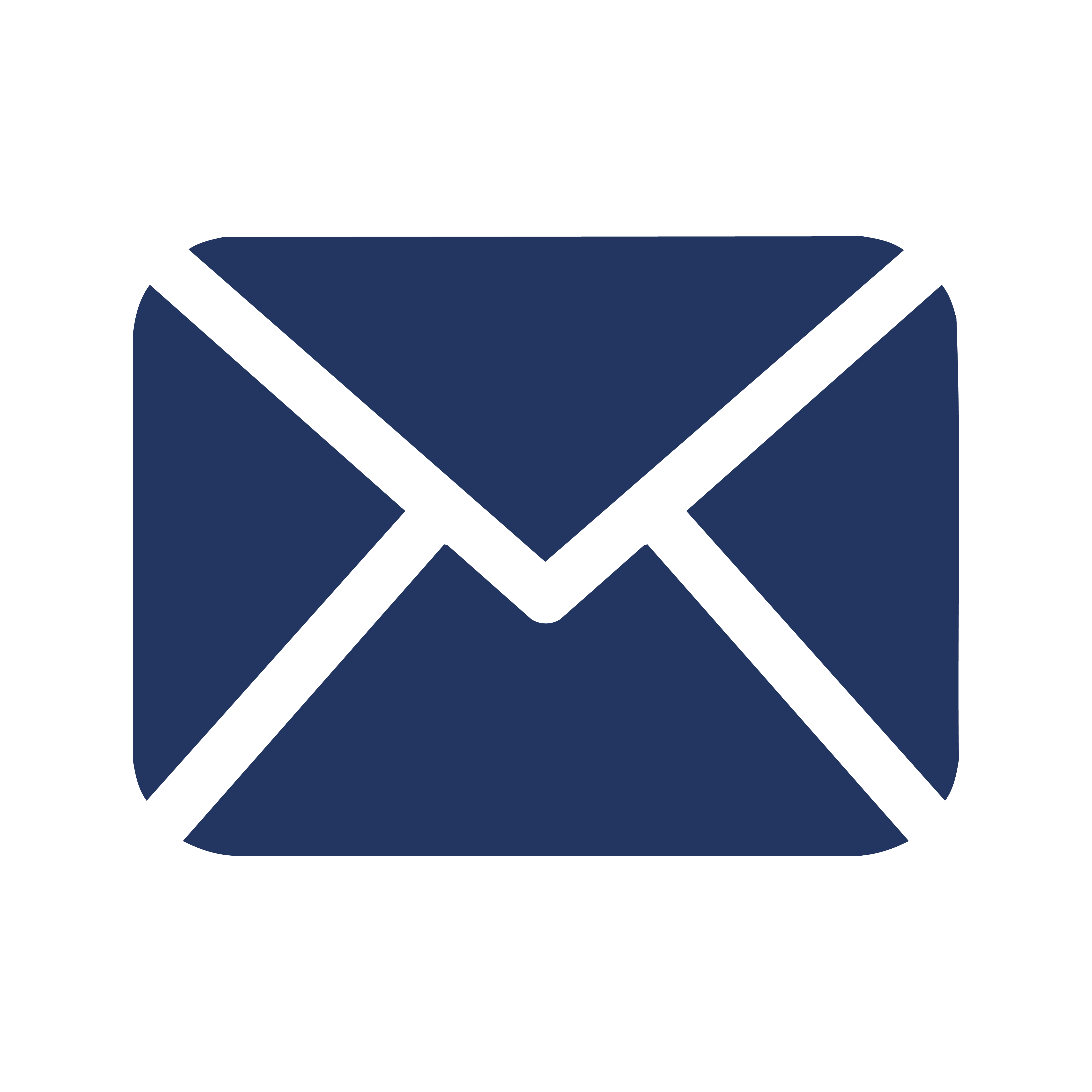 Blaues Briefumschlag-Symbol auf transparentem Hintergrund, das E-Mail oder Nachricht darstellt.