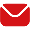Red envelope icon with a black outline, representing an email or message.