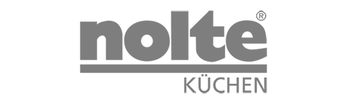 Nolte Küchen Markenlogo in Grau mit Unterstreichung.