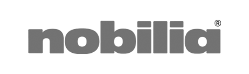Nobilia Firmenlogo in grauer Schrift.