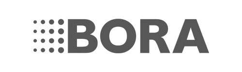 Graues Banner mit dem Text 'BORA'.