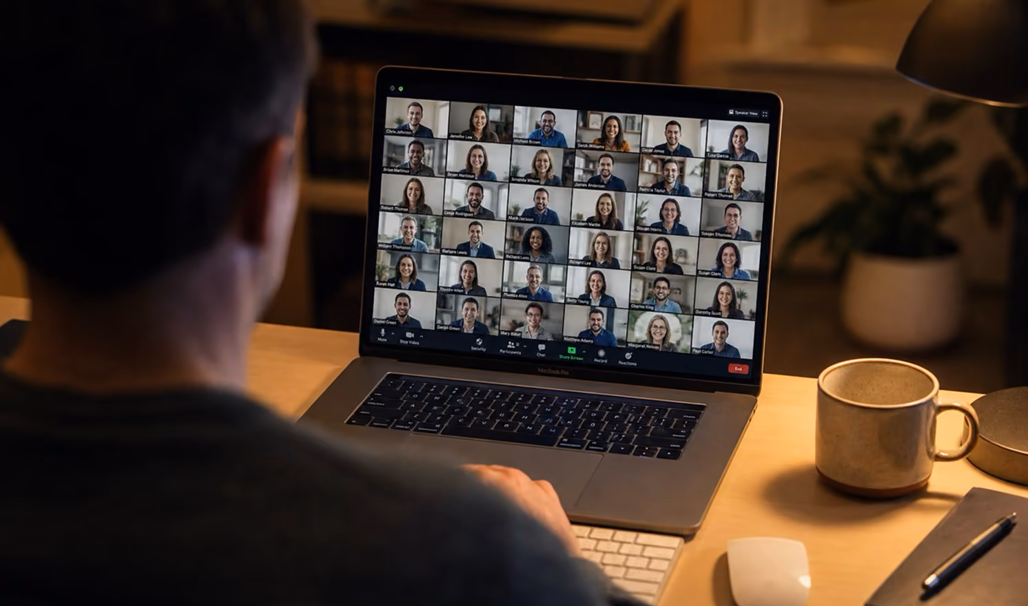 Participant in a Top Gun Teamwork team accountability training cohort on a laptop video call