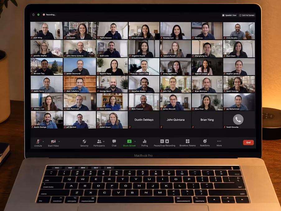 Top Gun Teamwork team accountability training session on a laptop screen