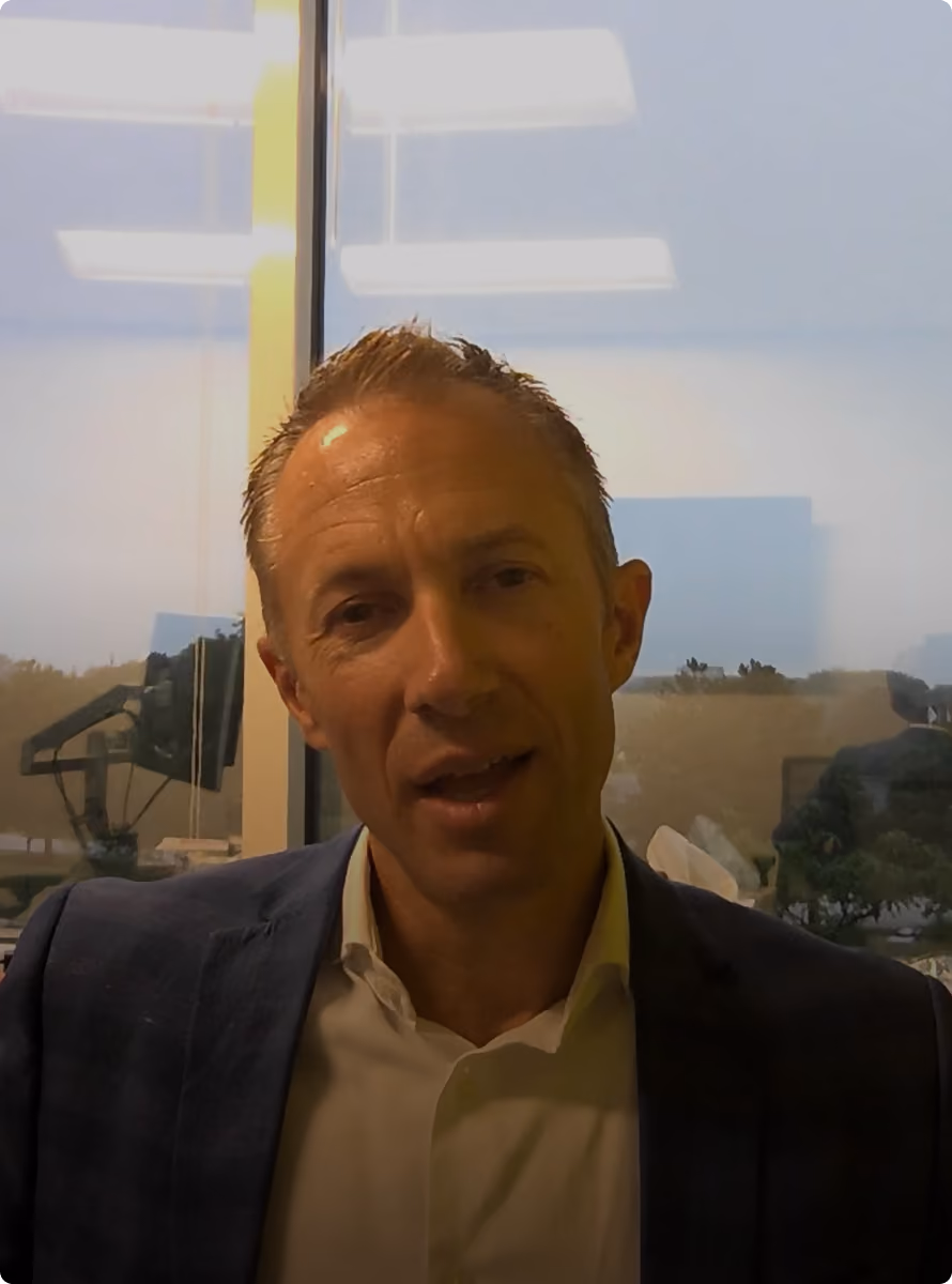 Greg Horejs, President of Cage Engineering, speaking on camera about a VMax Group leadership workshop