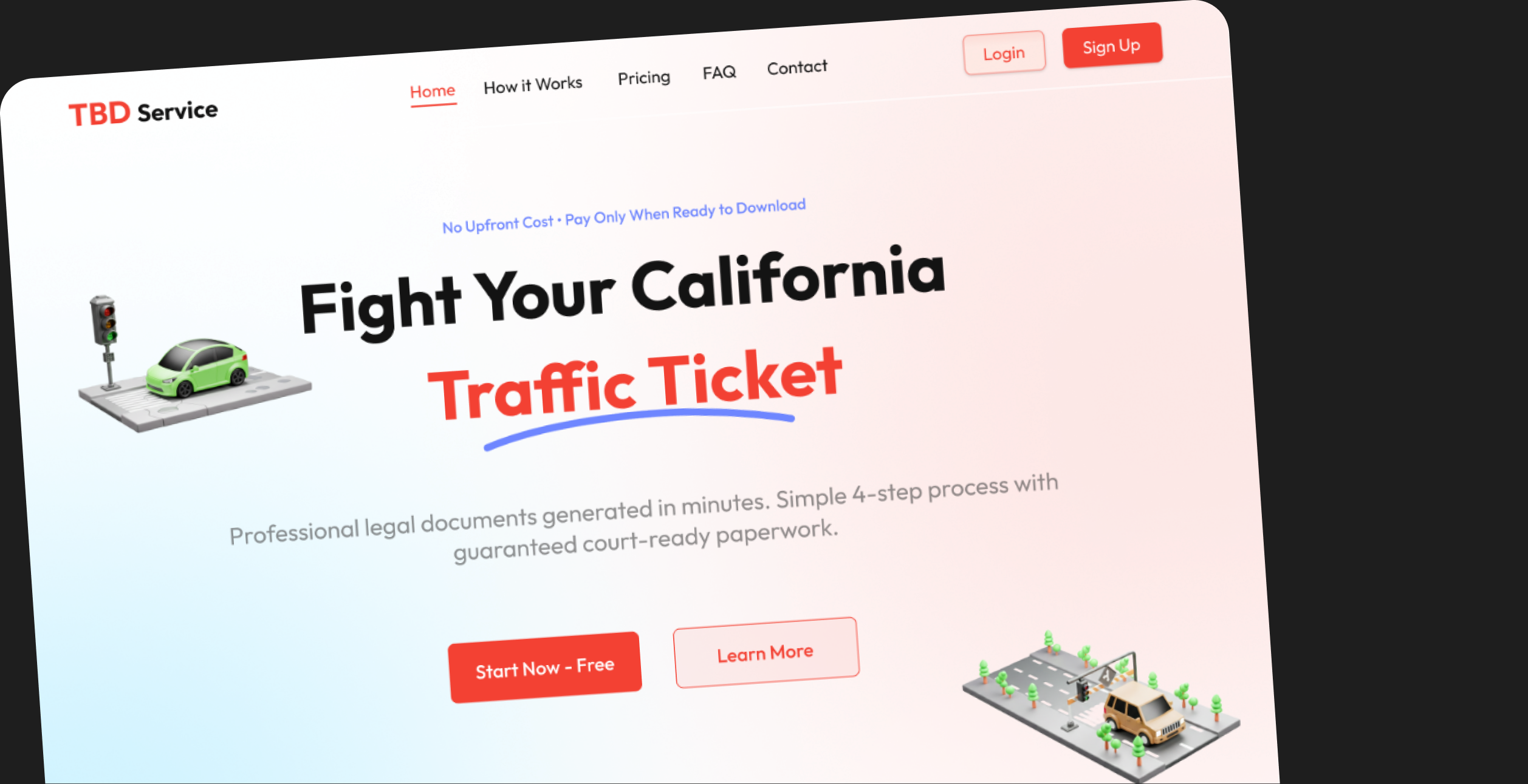 TicketResolver landing page, dashboard, and document review screens