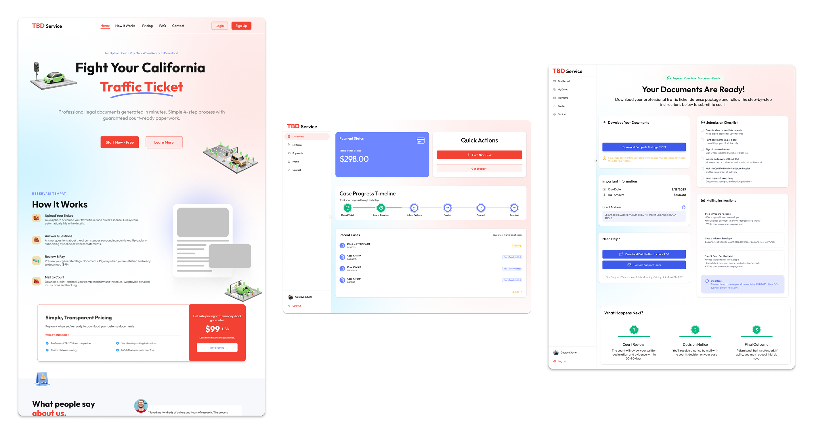 TicketResolver homepage, dashboard, and documents pages