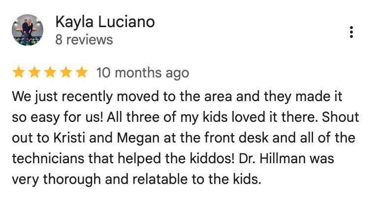 patient review screenshot from google