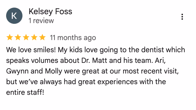 patient review screenshot from google