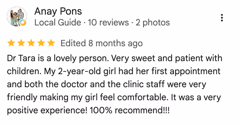 patient review screenshot from google