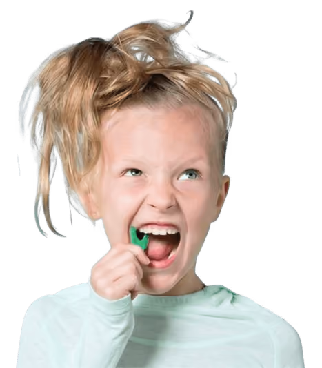 girl flossing
