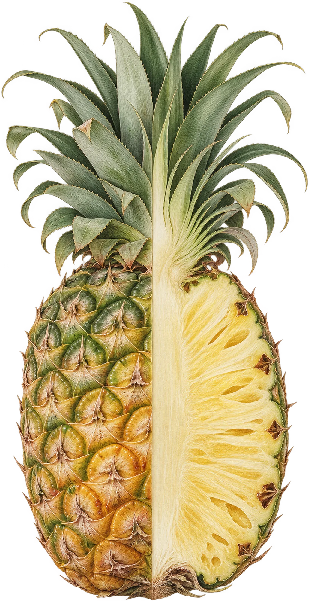 Botanische Illustration einer Blume aus Spitzbuben-Gebäck mit Himbeerkonfitüre, an einem Zweig mit Knospen und Blättern