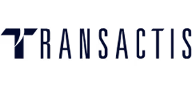 Logo de Transactis avec un T stylisé en bleu foncé suivi du texte Transactis.