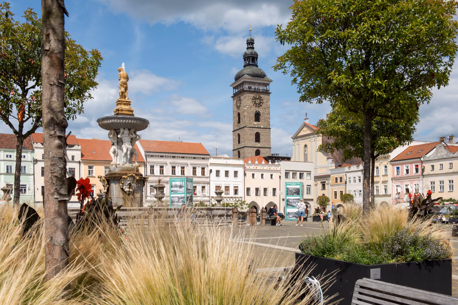 Černá věž a historické centrum Českých Budějovic