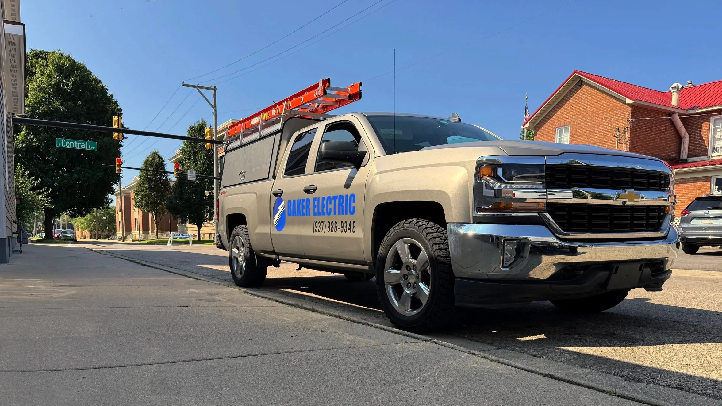 Baker Electric truck on a job site
