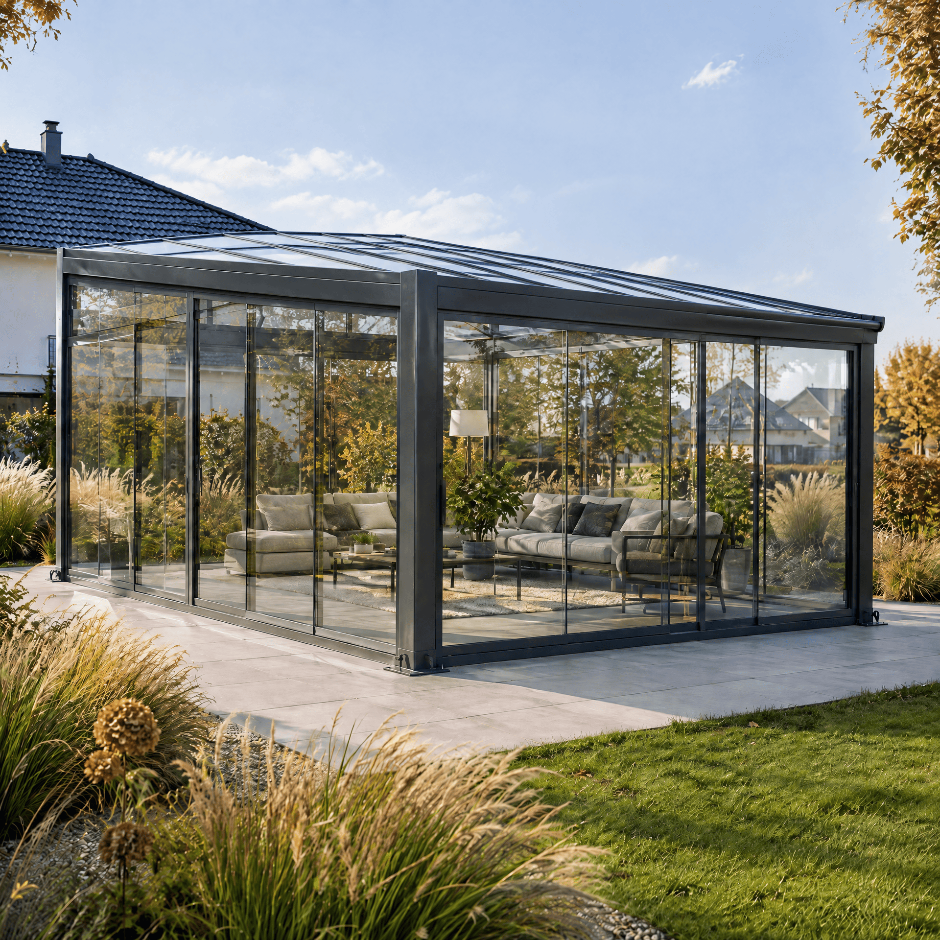 Freistehender Wintergarten Boldterrassendach