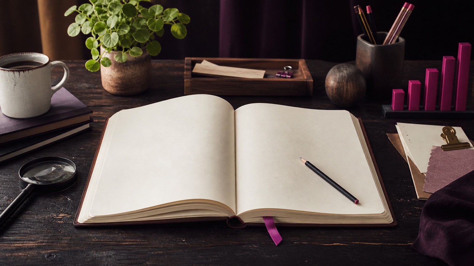 An open Rebound SEO journal beside analytics and search tools
