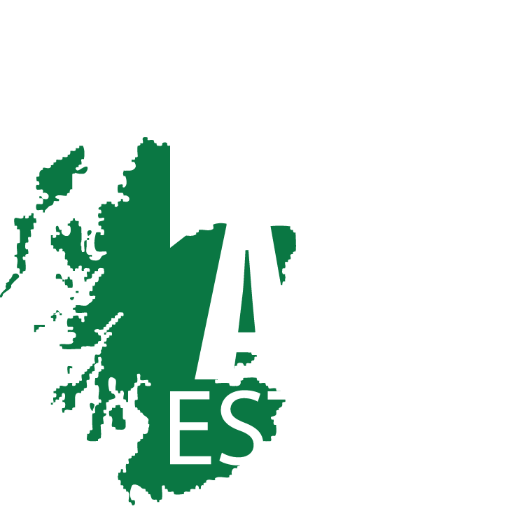 white logo with green map of scotland