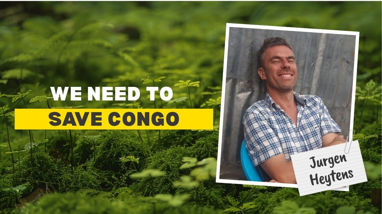 Vignette de la vidéo : Jurgen Heytens souriant devant une parcelle reboisée, avec le titre « We need to save Congo »