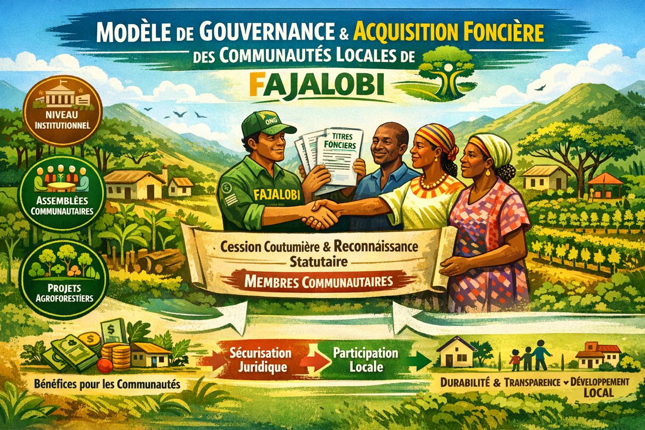 Illustration du modèle de gouvernance et d’acquisition foncière de Faja Lobi avec les communautés locales