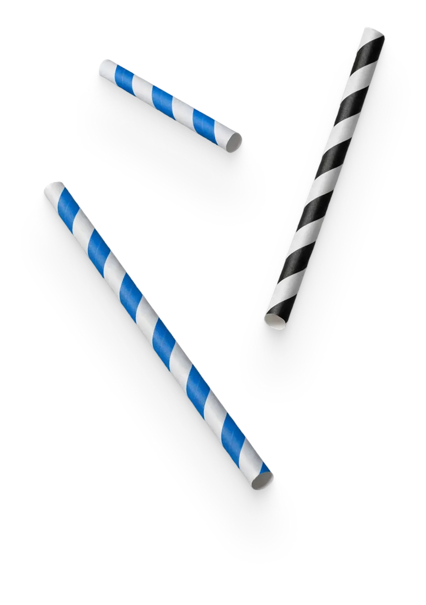 Person drinking an iced coffee through a blue and white HelloStraw paper straw