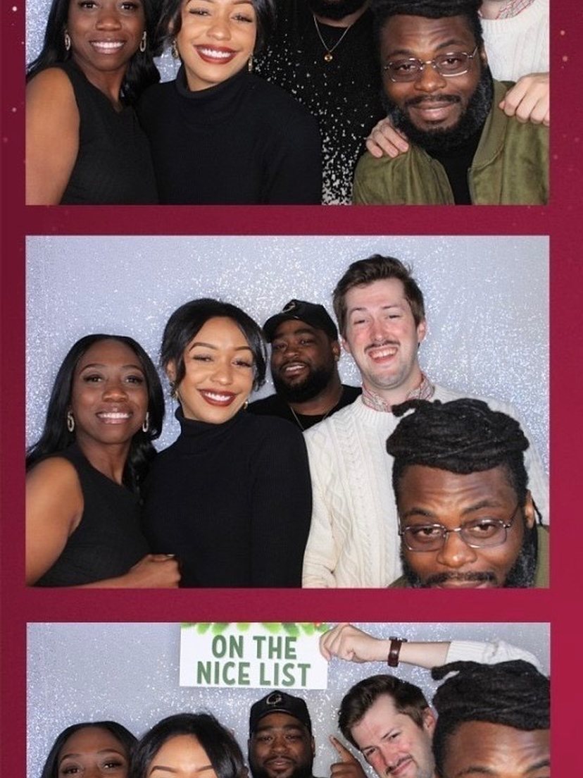 Photo booth strip of the RSM& team at a holiday party