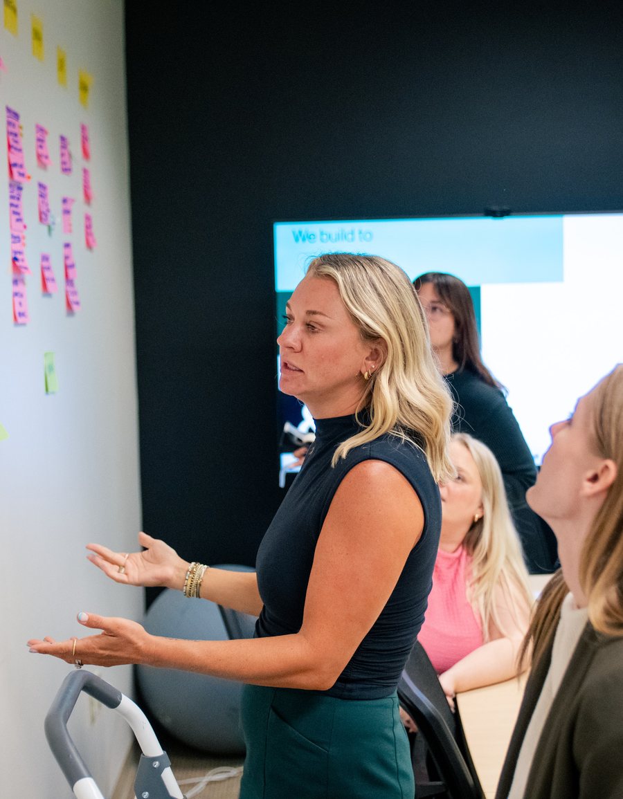 An RSM& strategy session, working through insights on a wall of notes