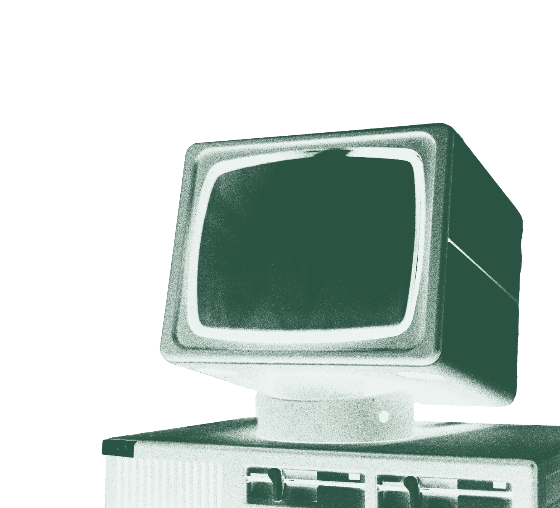 A computer in green