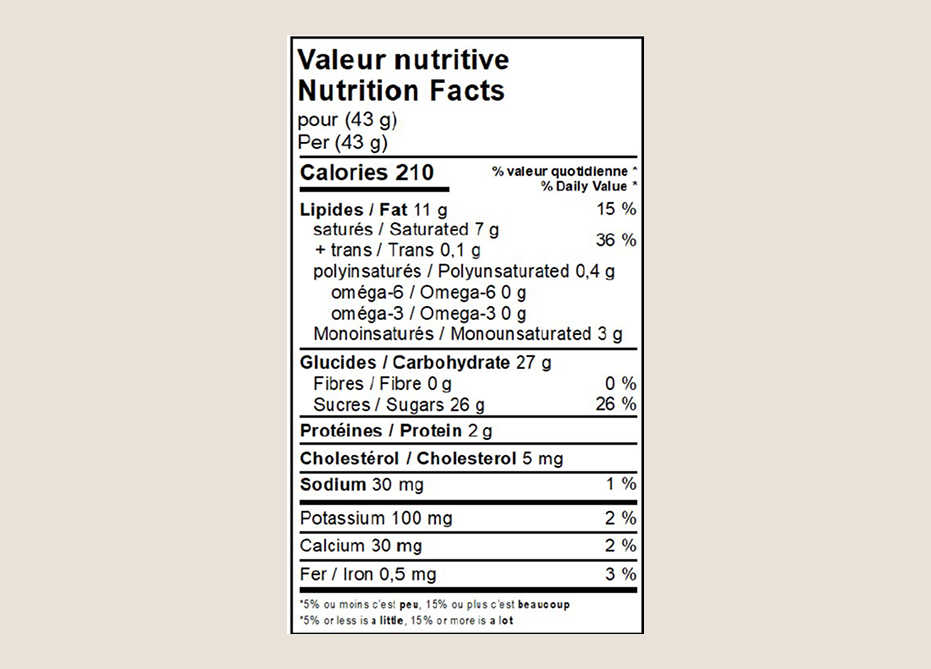 Milk chocolate caramel nutrition facts.