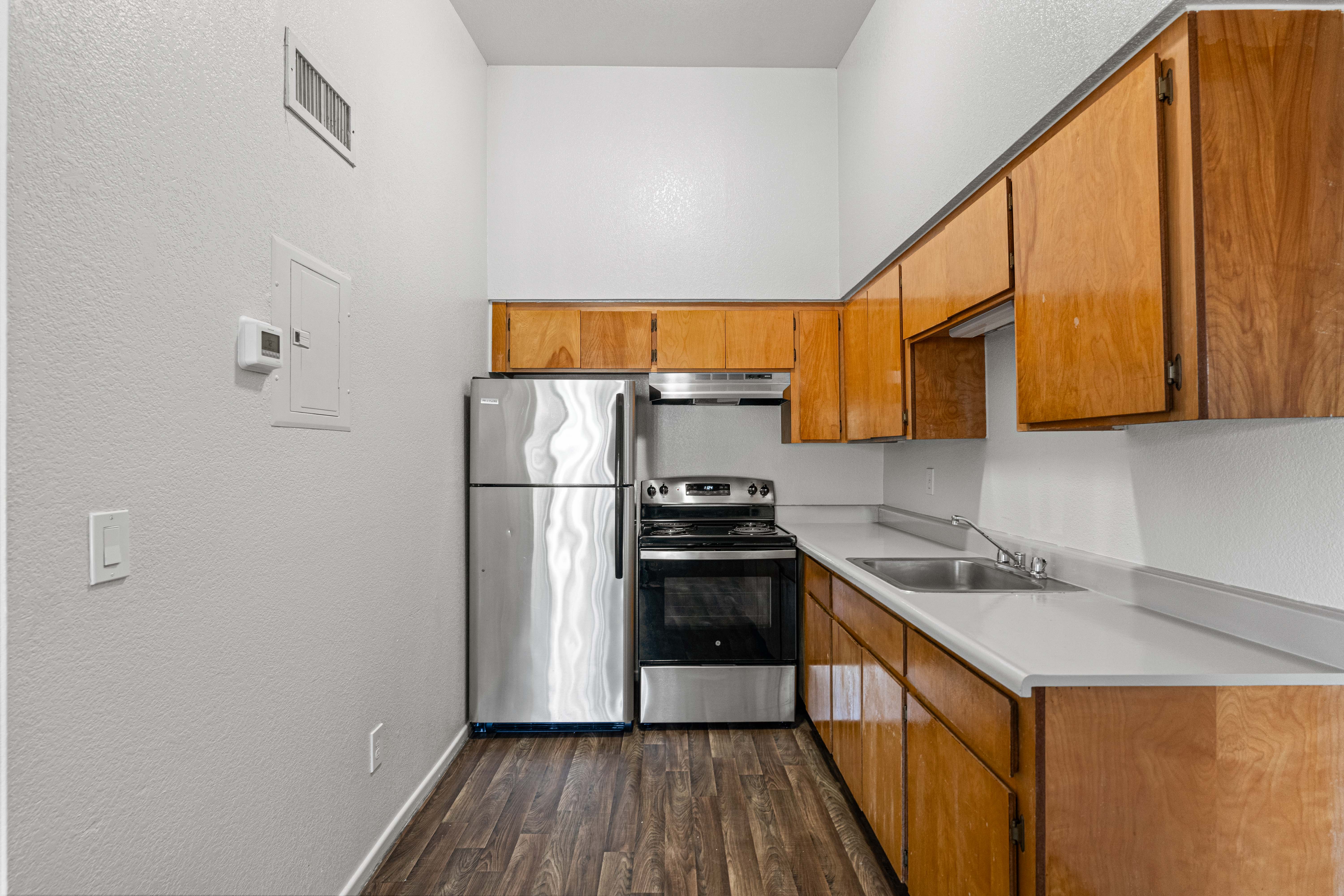 Kitchen with stainless steel appliances