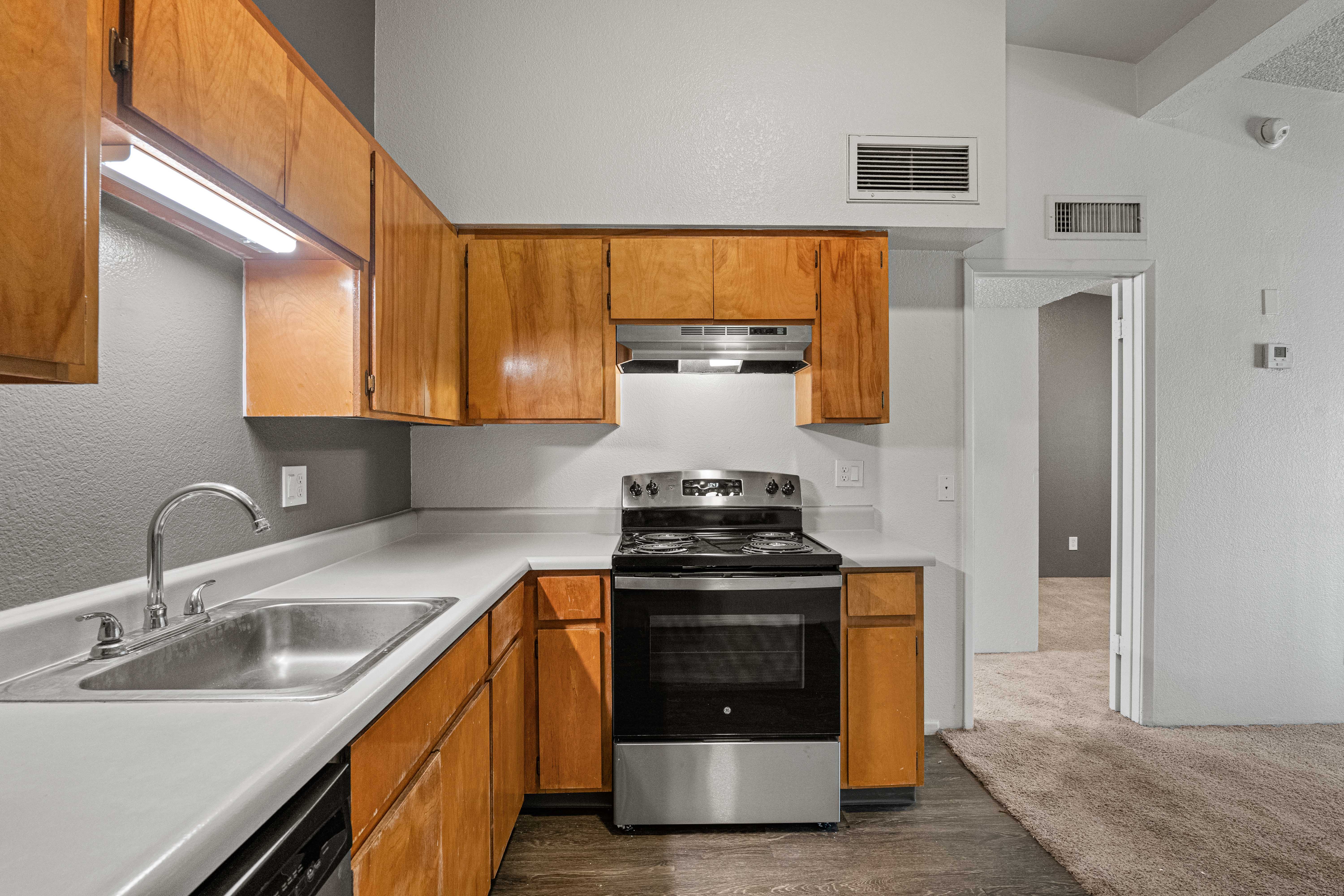 Kitchen with stainless steel appliances