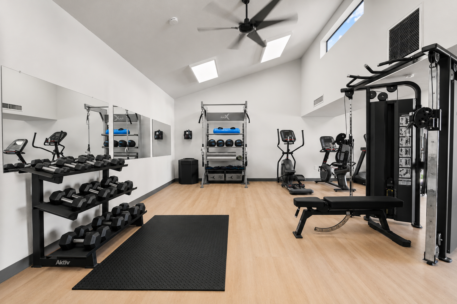 Fitness center with strength training and cardio equipment