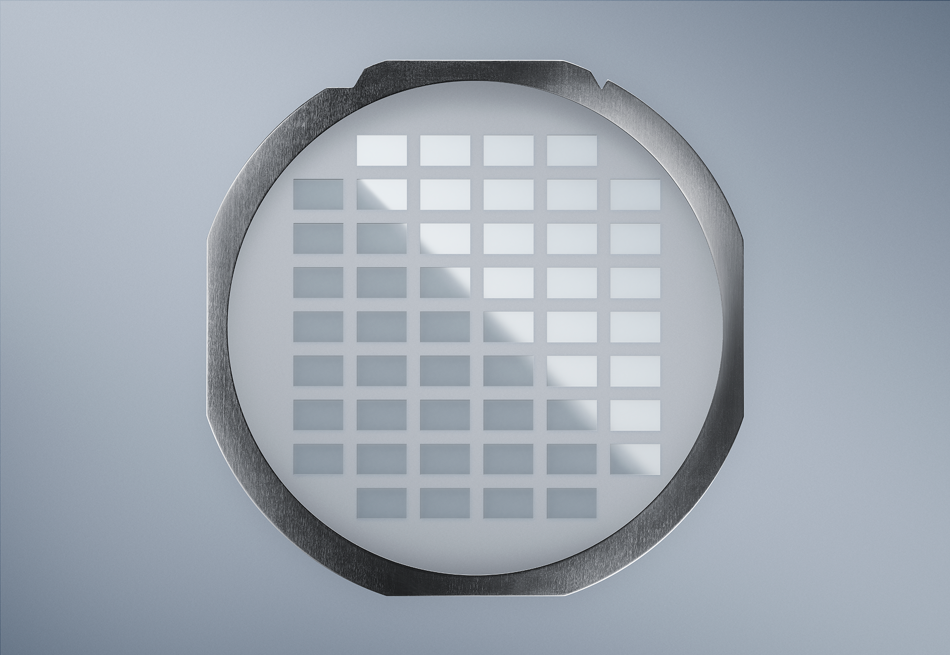 Rectangular SCD substrates arranged in a wafer frame.