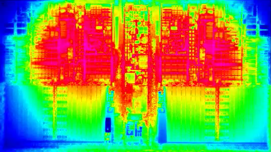 Heatmap showing concentrated hotspots against cooler regions.