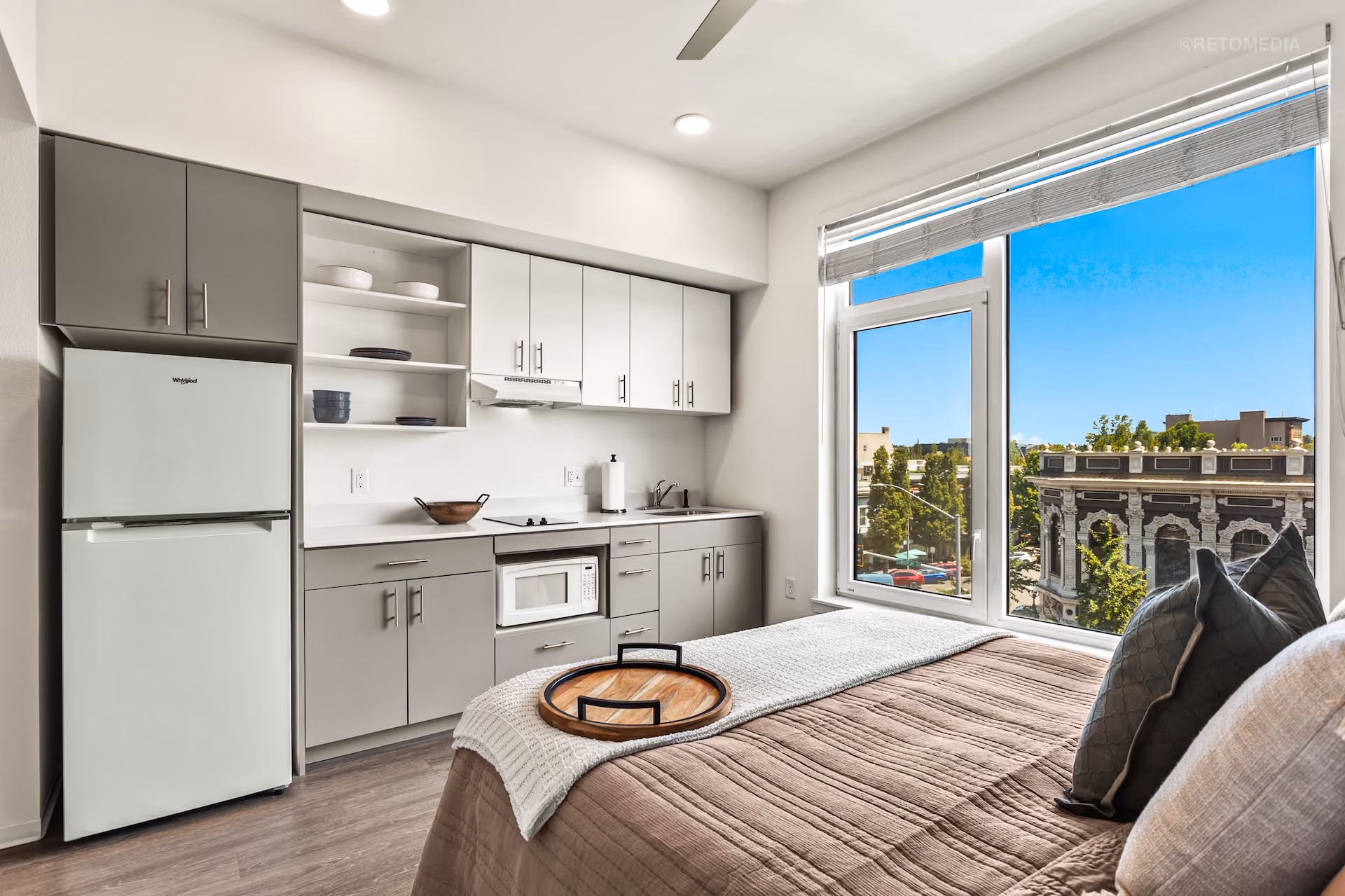 Bright studio with modern kitchen at Koz on State in Salem, Oregon