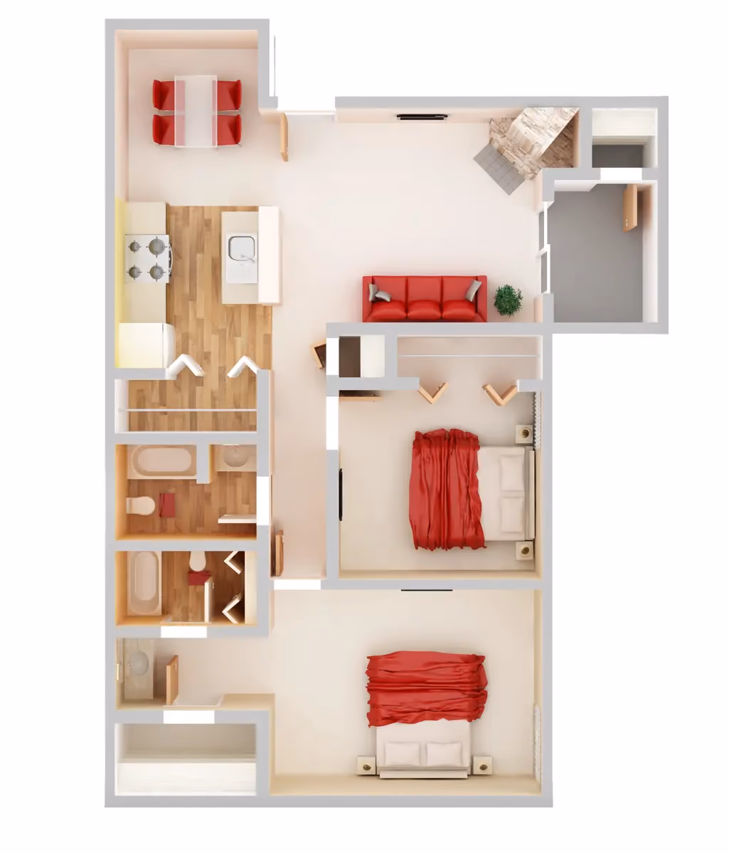 2x2 B floor plan image