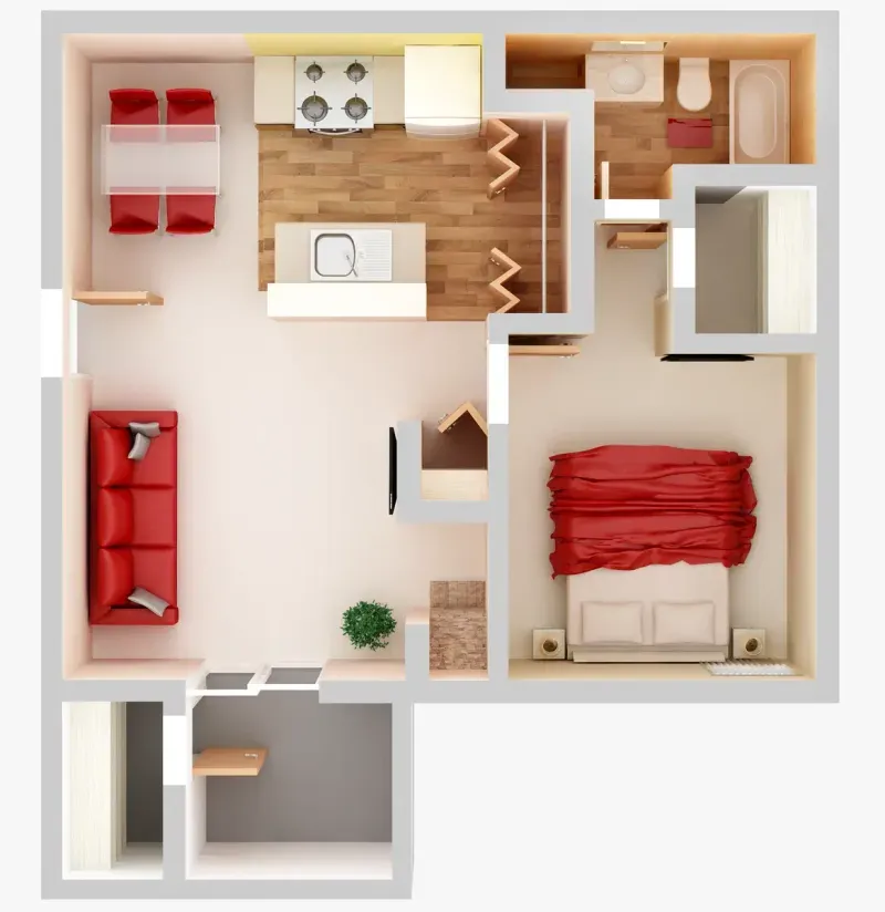 1x1 floor plan