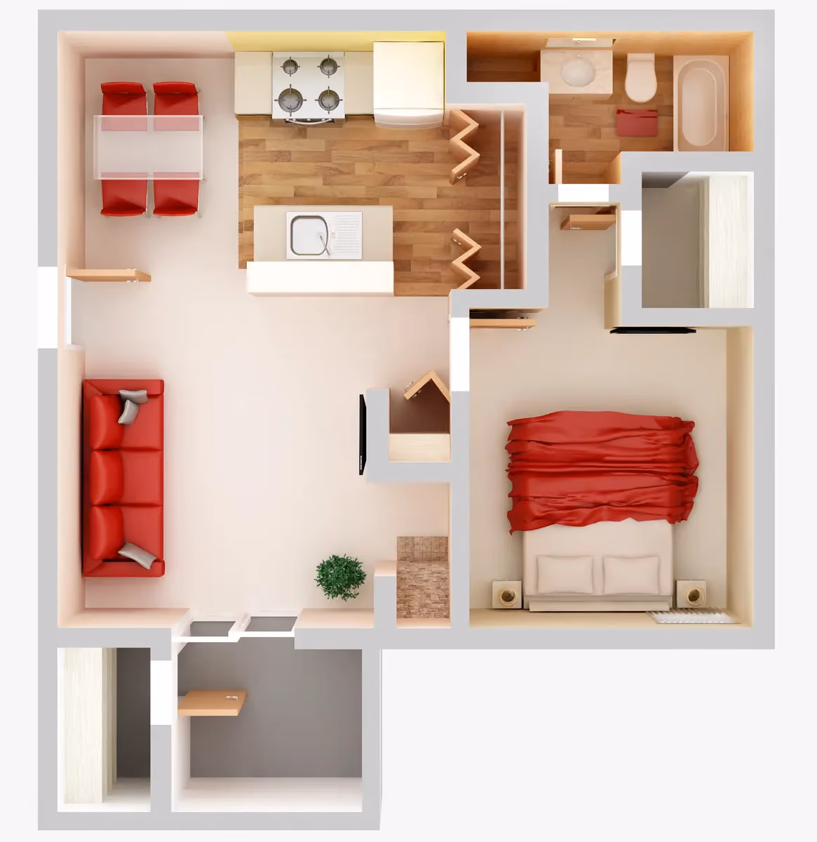 1x1 floor plan image