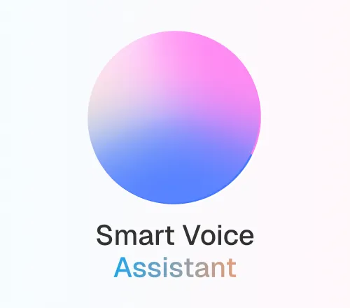 Gradient circle with pink, purple, and blue hues above the text 'Smart Voice Assistant'.